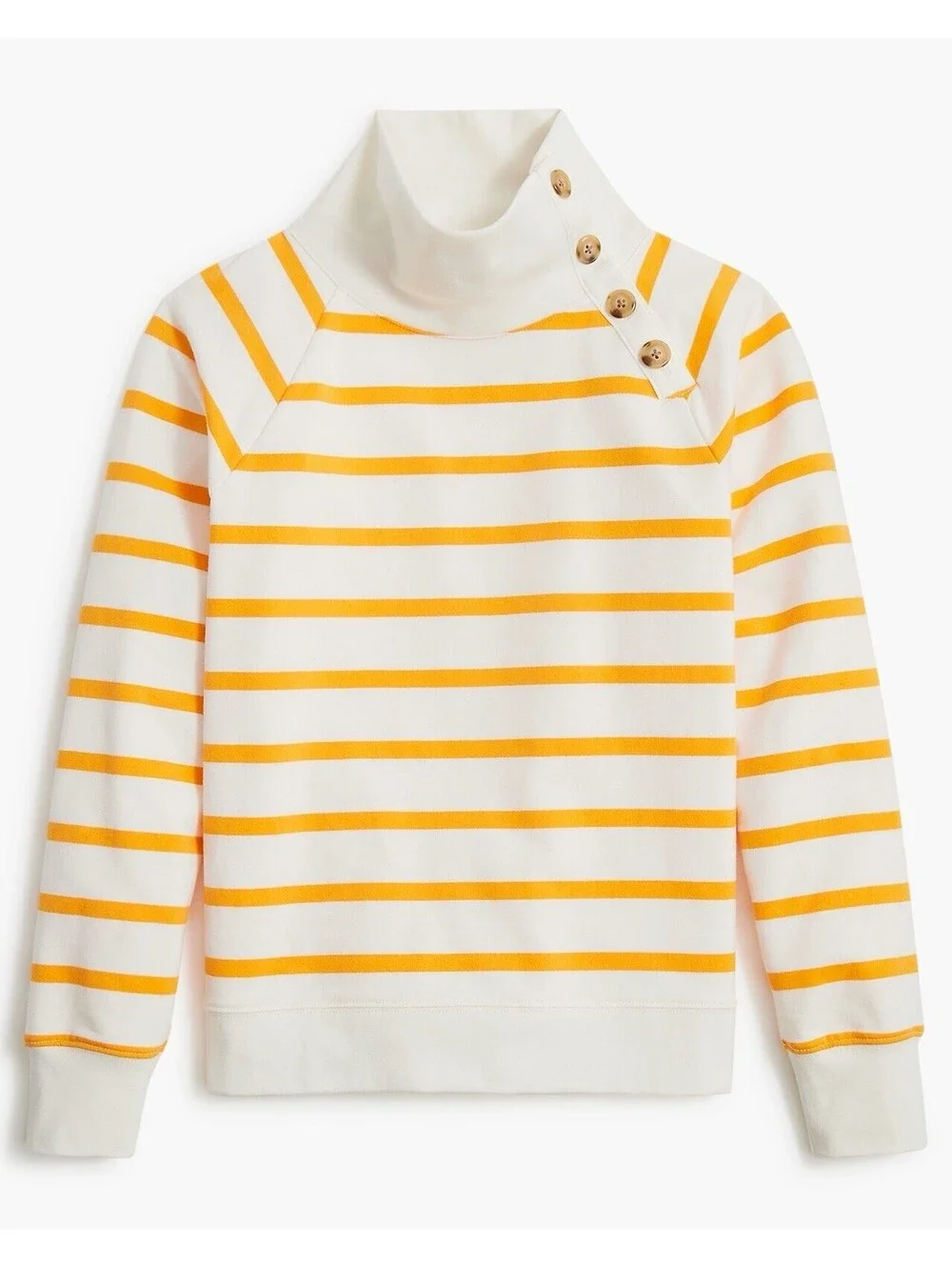J.Crew Factory BQ148 Striped Button Collar Pullover Sweatshirt Women XL Orange